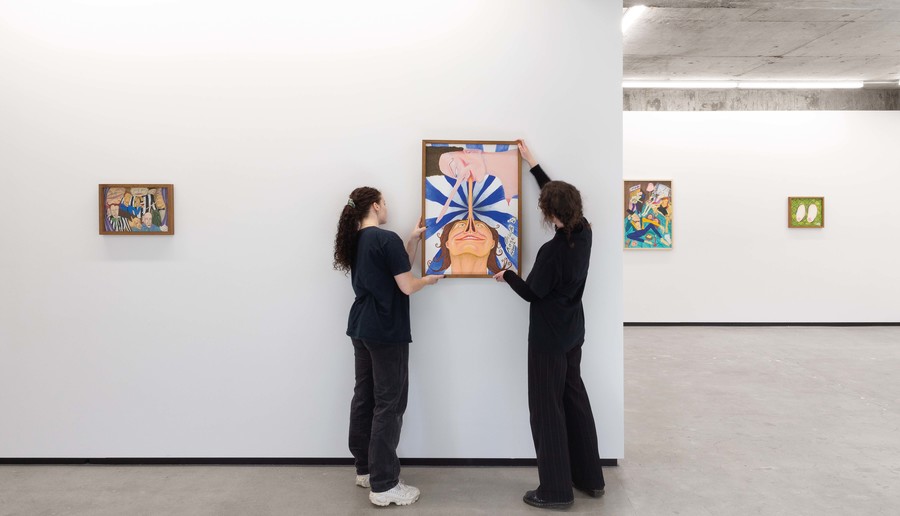 Priscilla Rose Howe installing at Jhana Millers Gallery. Photo: Cheska Brown