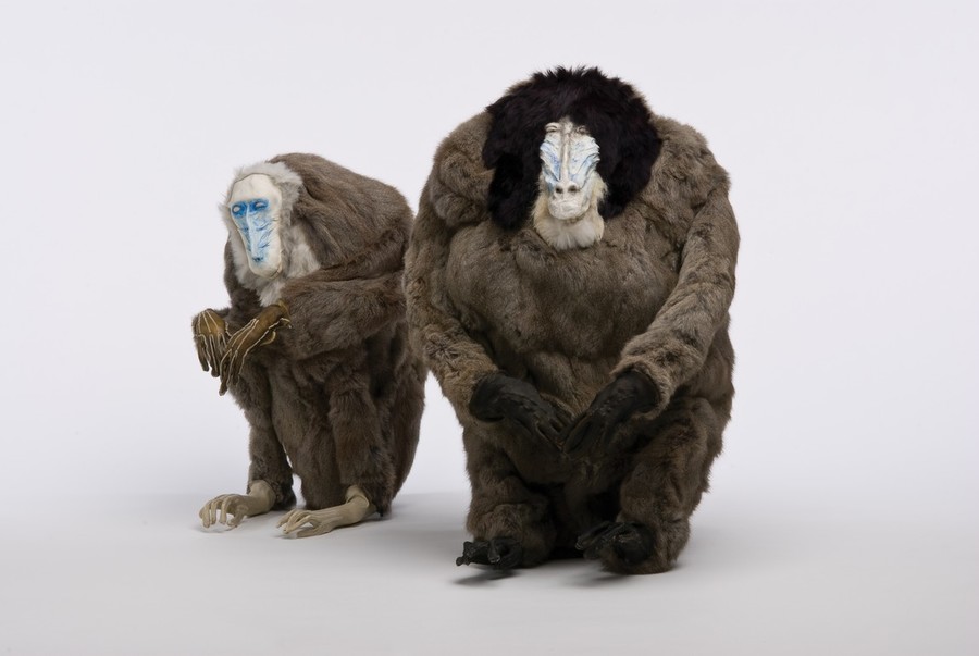 Francis Upritchard Wife 2006, and Husband 2006. Rabbit fur, tanned goat skin, modelling materials. Collection of Christchurch Art Gallery Te Puna o Waiwhetū, purchased 2008. Courtesy of the artist and Kate MacGarry