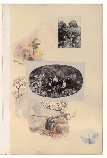 Margaret Stoddart Camping at Akaroa 1893. Album 2, Canterbury Museum, 2015.115.46-50, p.12
