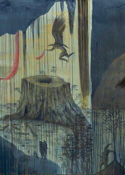 Bill Hammond Bone Yard Open Home, Cave Painting 4, Convocation of Eagles (detail) 2008. Acrylic on canvas. Courtesy of the artist and McLeavey Gallery