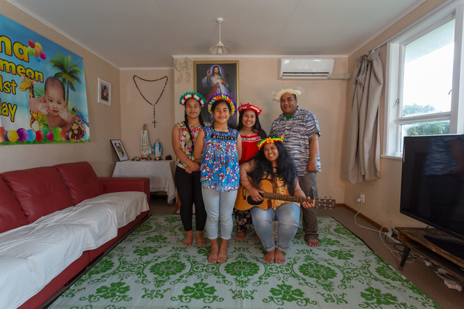 Olivia Webb Anthems of Belonging - Ana utu Tiibin (the Tiibin family) 2019. Five-channel 4K/HD digital video (still). Courtesy of the artist