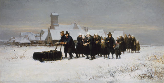 Burial in the winter on the island of Marken [The Dutch Funeral]