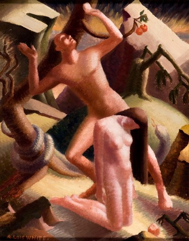 A. Lois White Expulsion c.1939. Oil on board. Collection of Christchurch Art Gallery Te Puna o Waiwhetū, purchased 2009 